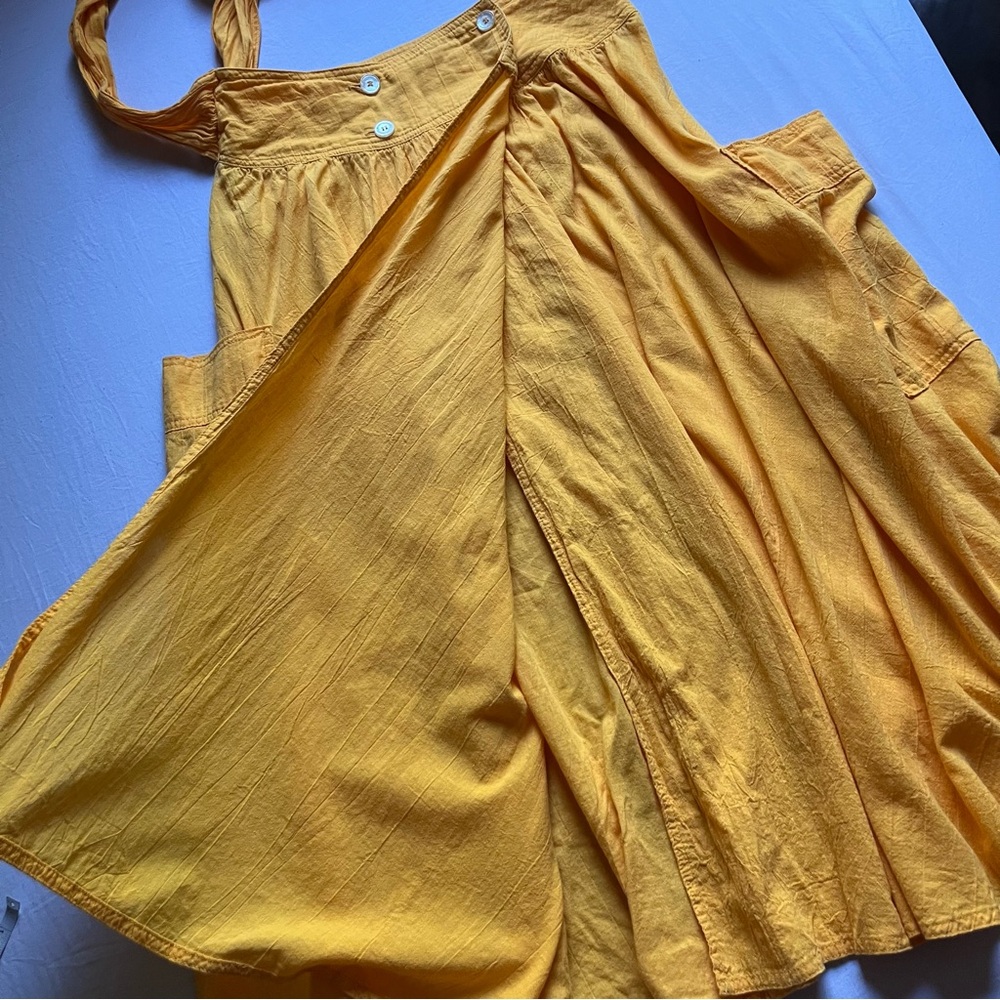 DANNY NOBLE vintage marigold mustard yellow‎ gauze wrap tie belt midi full skirt - Picture 6 of 8